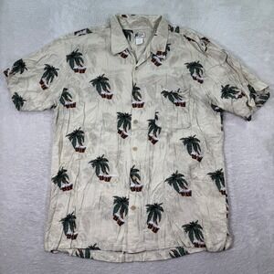Cherokee Waikiki Wear Mens XL Hawaiian Shirt Palm Tree Print 100% Rayon Camp EUC